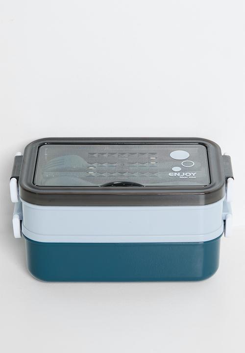 Pop Candy - Double tier lunchbox with utensils - blue