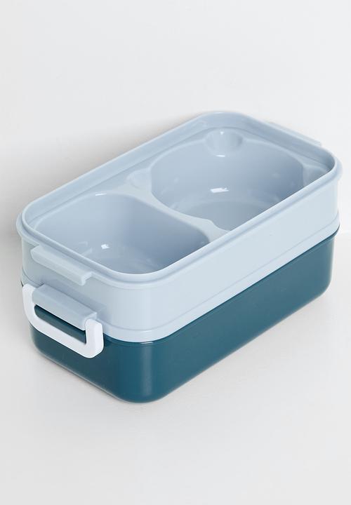 Pop Candy - Double tier lunchbox with utensils - blue