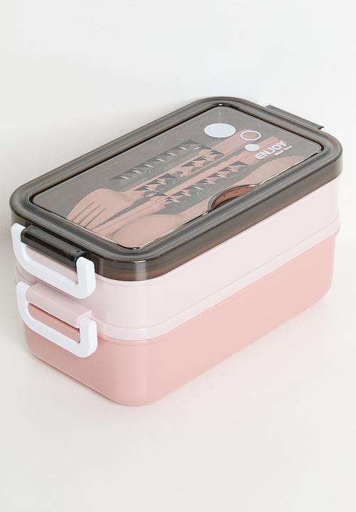 Pop Candy - Double tier lunchbox with utensils - pink