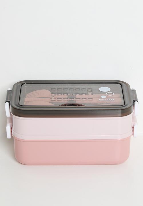 Pop Candy - Double tier lunchbox with utensils - pink
