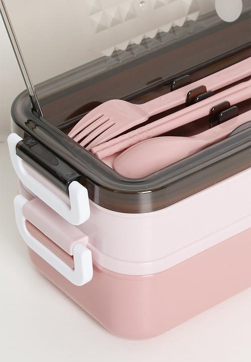 Pop Candy - Double tier lunchbox with utensils - pink