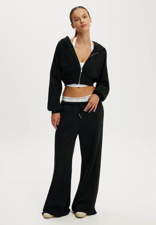 Cotton On - Active Raw Edge Wide Leg Sweatpant - Black