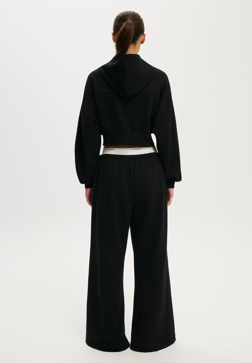Cotton On - Active Raw Edge Wide Leg Sweatpant - Black