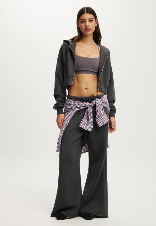 Cotton On - Active Raw Edge Wide Leg Sweatpant - Graphite