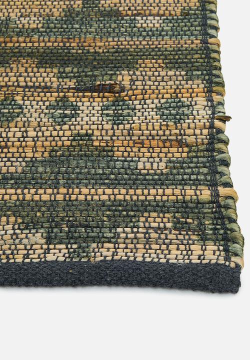 H&S - Aspen Cotton & Jute Runner  Green