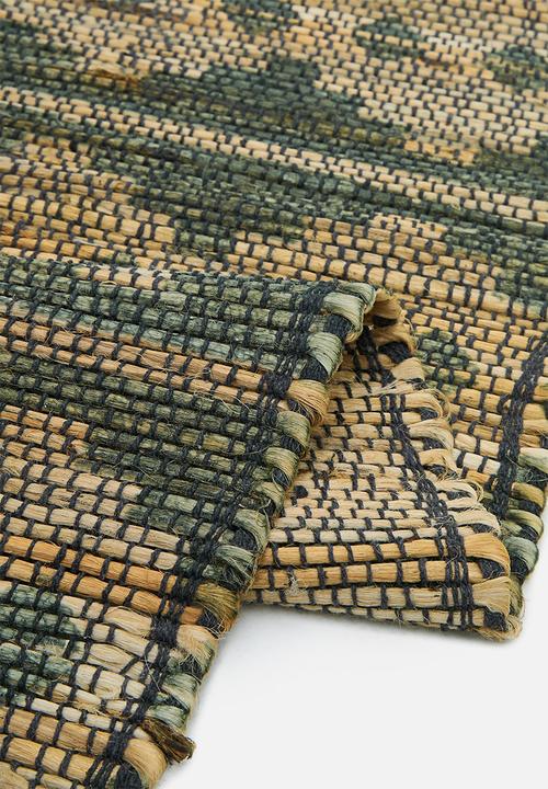 H&S - Aspen Cotton & Jute Runner  Green