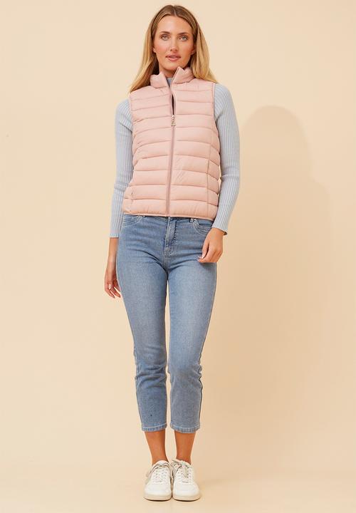MANDI - S/Less Zip Through Puffer Jacket - Pink