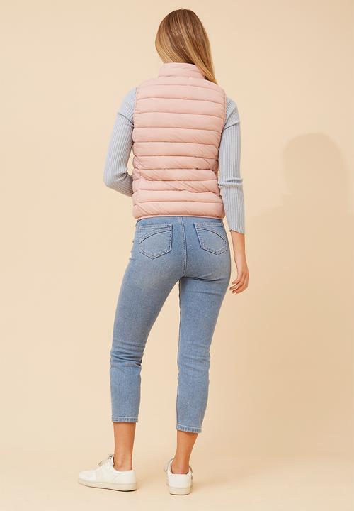 MANDI - S/Less Zip Through Puffer Jacket - Pink
