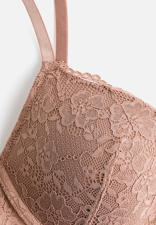 H&M - Lace push-up bra - light brown