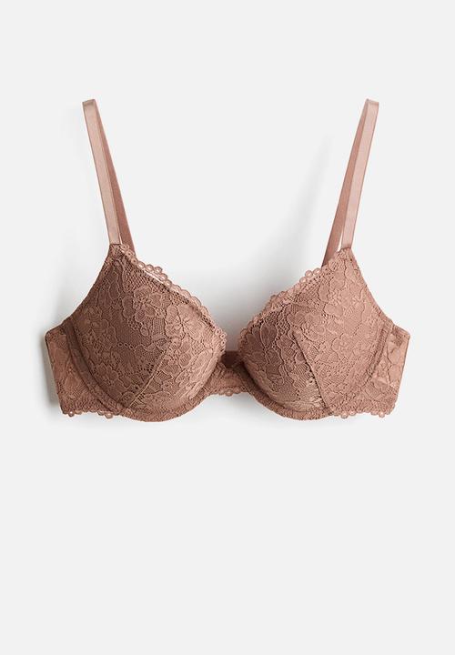 H&M - Lace push-up bra - light brown