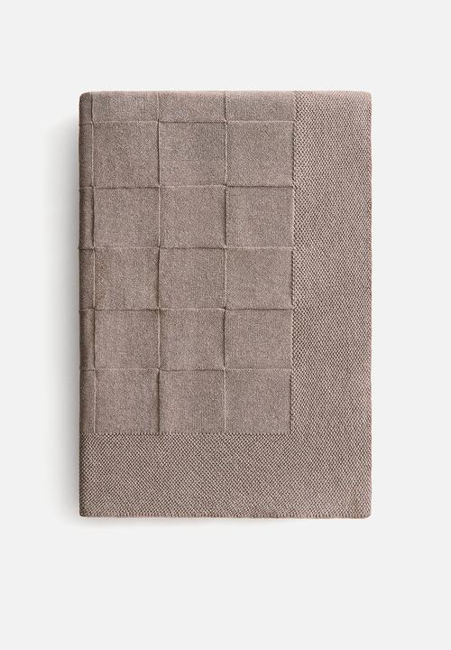 H&M - Knitted cotton blanket - dark beige