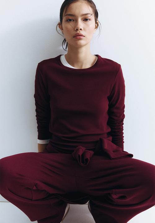 H&M - Ribbed cotton top - burgundy