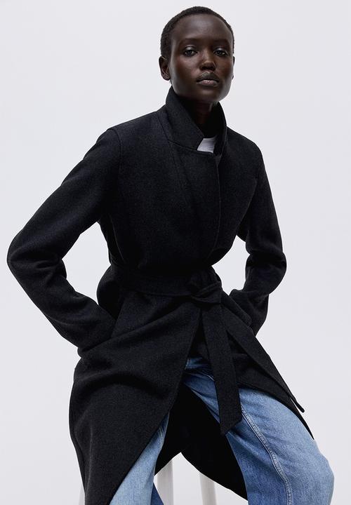 H&M - Tie-belt coat - black