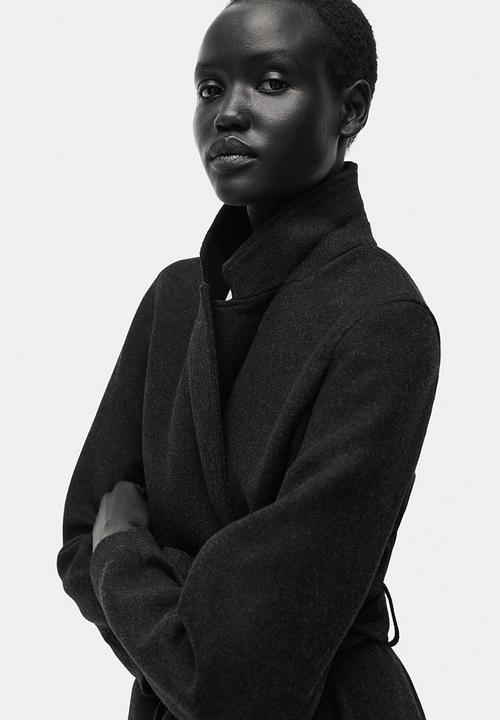 H&M - Tie-belt coat - black