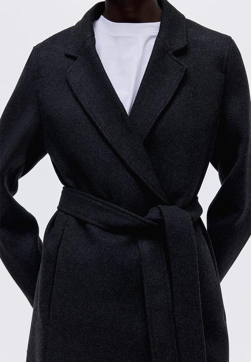 H&M - Tie-belt coat - black
