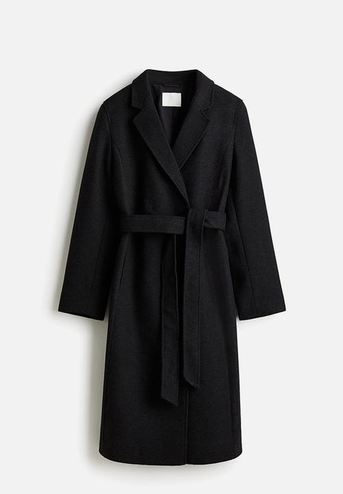 H&M - Tie-belt coat - black
