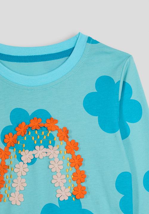 Pop Candy - Blue floral aop pj set - blue/raiinbow