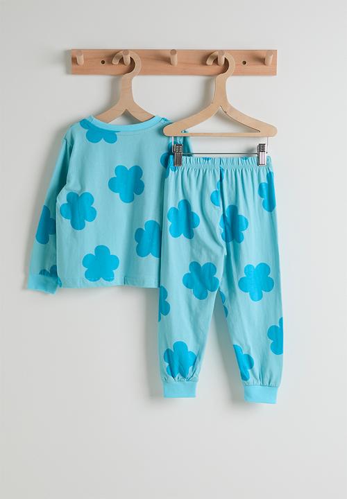 Pop Candy - Blue floral aop pj set - blue/raiinbow