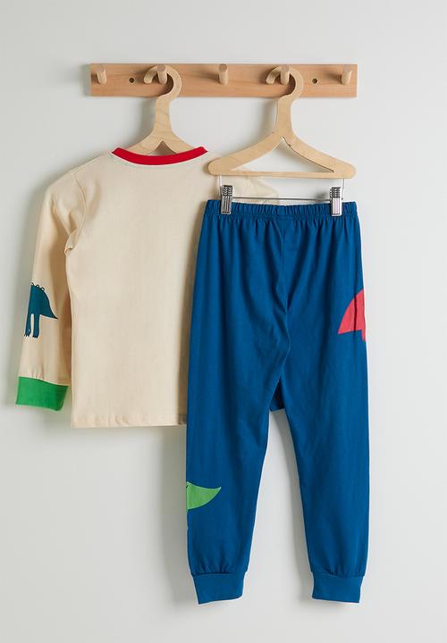 Pop Candy - Dino multi pj set - cornsilk/dark blue