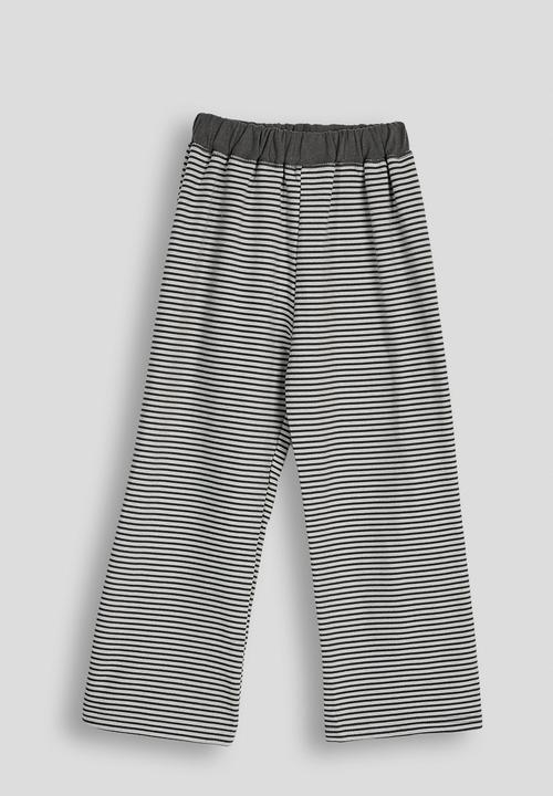 Pop Candy - Patch pocket tee with striped pants pj set - grey