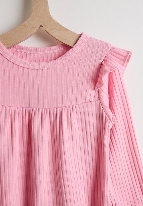 Pop Candy - Ribbed pj set with shoulder frills - pink
