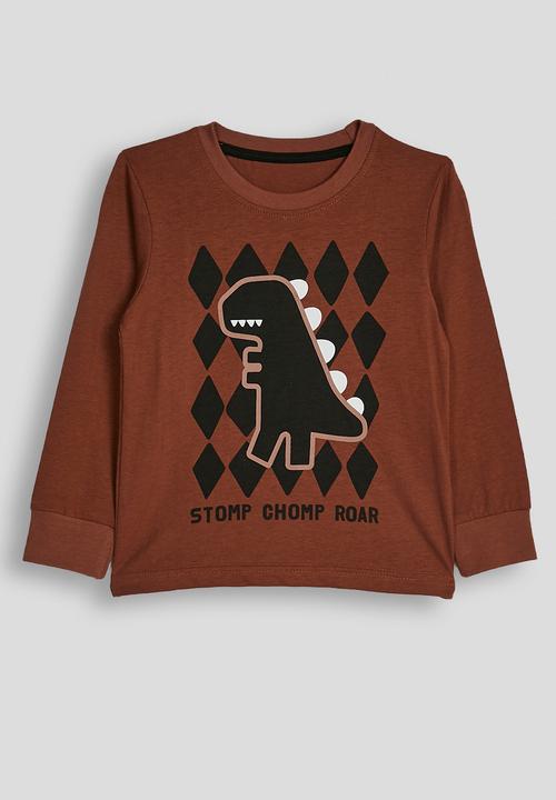 Pop Candy - Harlequin print pj set - saddle brown/dino