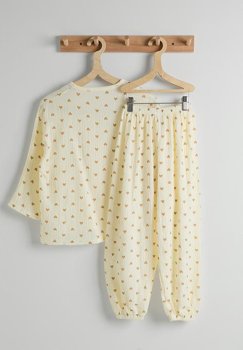 Pop Candy - Soft cotton pj set - cream/heart aop