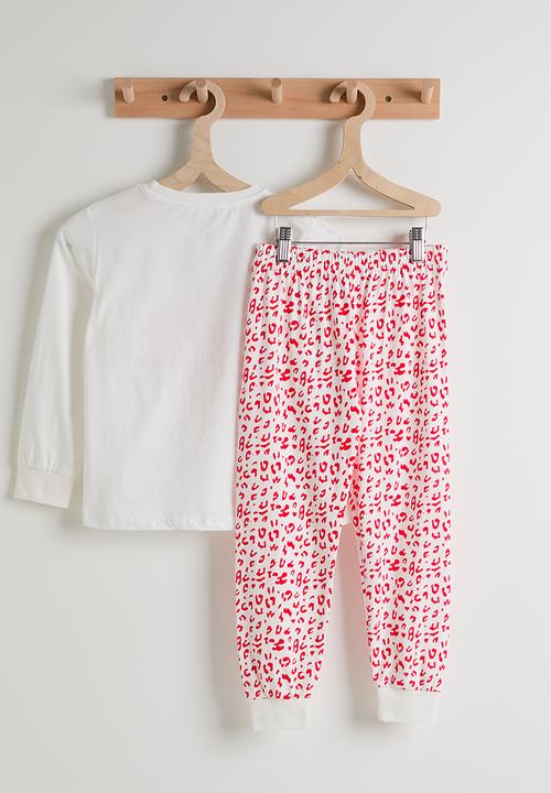 Pop Candy - Pj set - white/red leopard print