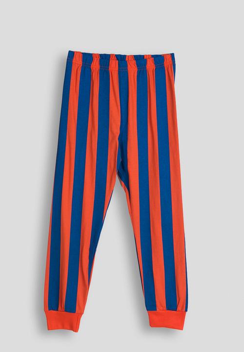 Pop Candy - Placement print pj set - pumpkin orange/blue stripes