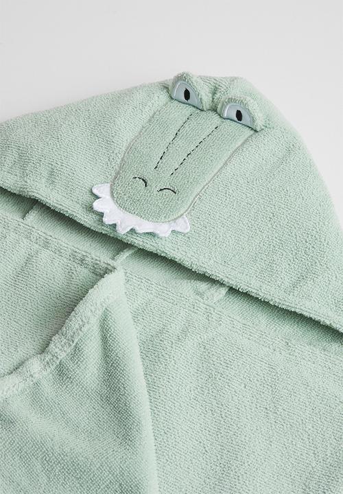 Pop Candy - Croc hooded towel & face cloths set - green