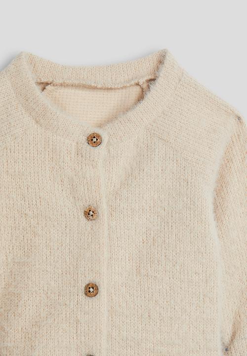 Soft knit cardigan with tights - beige/multi