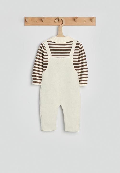 Pop Candy - Knit romper - brown stripes/cream