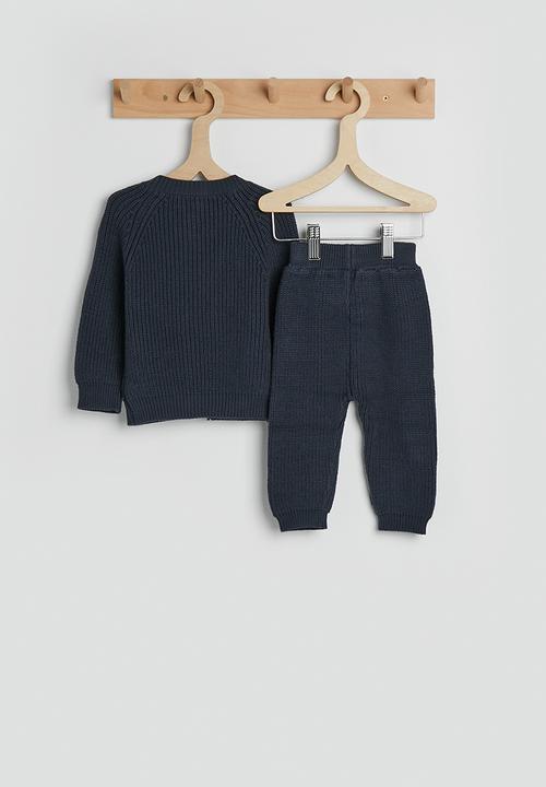 Pop Candy - Ribbed knit cardigan & joggers - navy