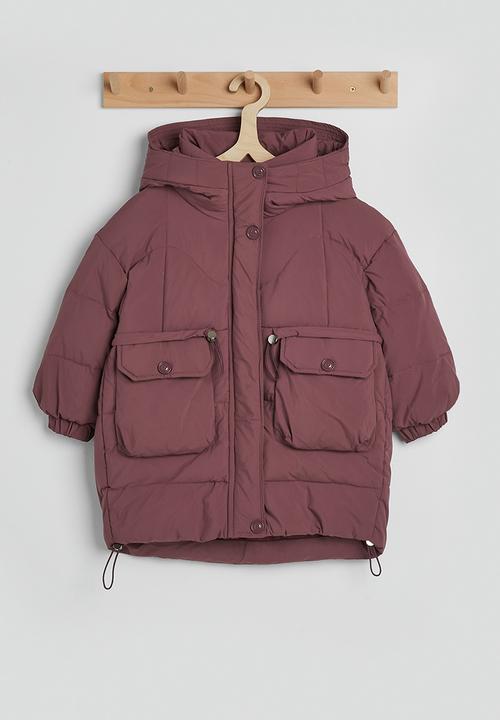 Pop Candy - Utility detailed puffer jacket - brick red