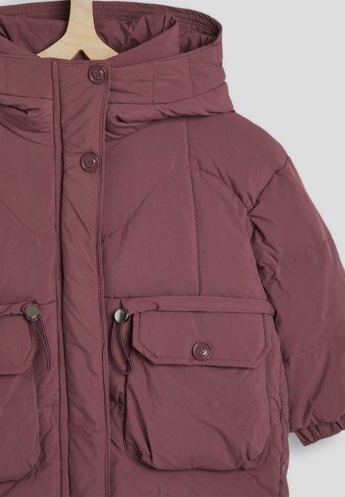 Pop Candy - Utility detailed puffer jacket - brick red