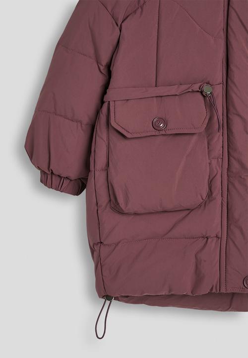 Pop Candy - Utility detailed puffer jacket - brick red