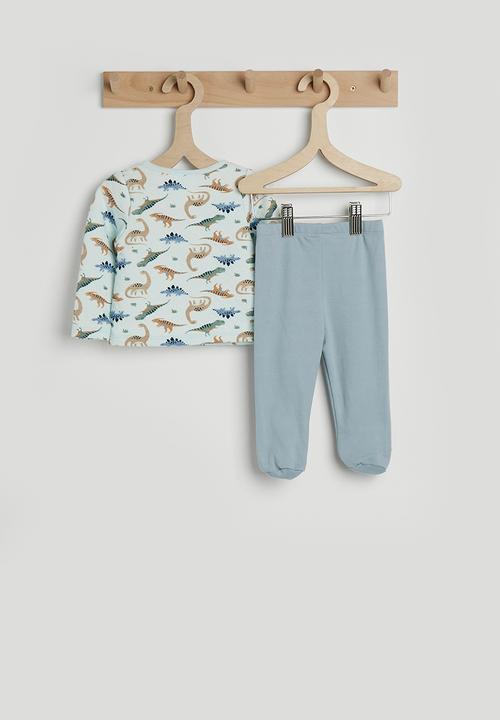 Pop Candy - Quilted cardigan with footed tights - blue/dino multi