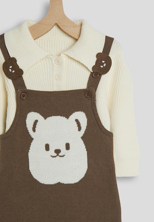 Pop Candy - Knit romper - cream/brown