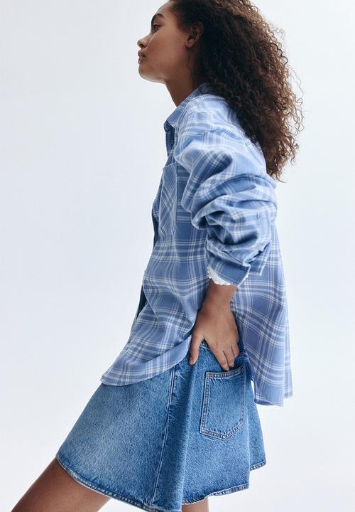 H&M - Oversized cotton shirt - blue checked
