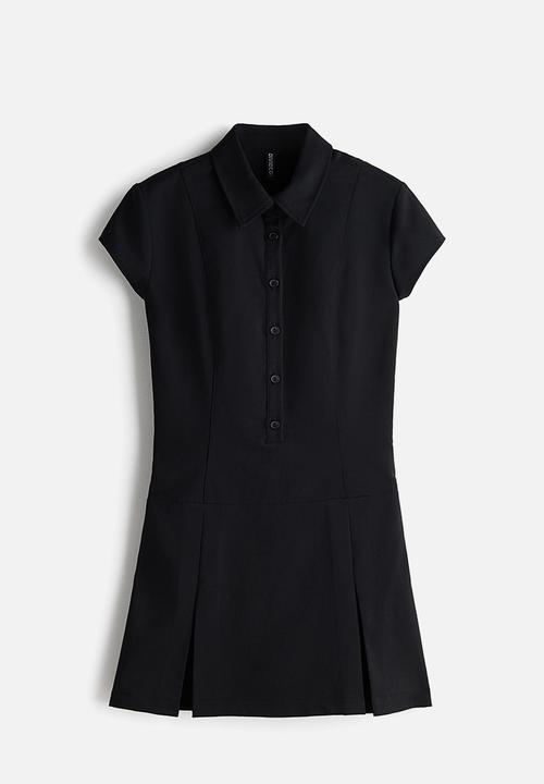 Twill polo dress - black - 1337960002