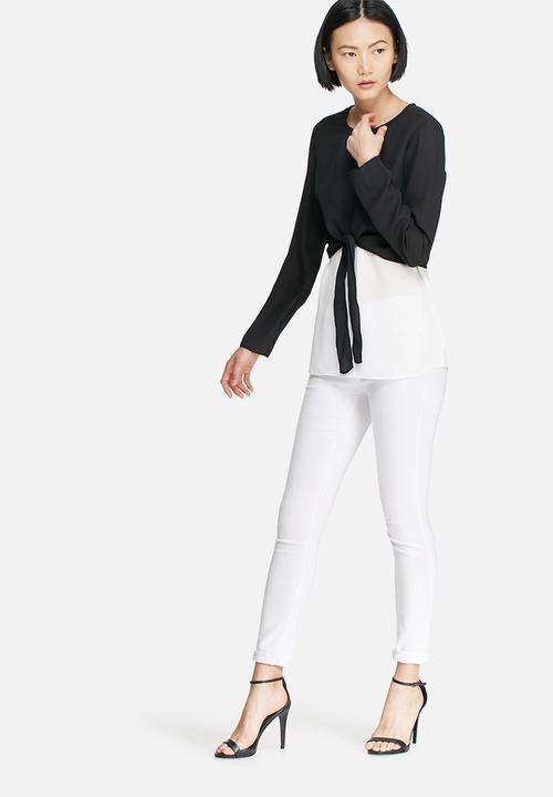 Glamorous - Two-tone waist tie top