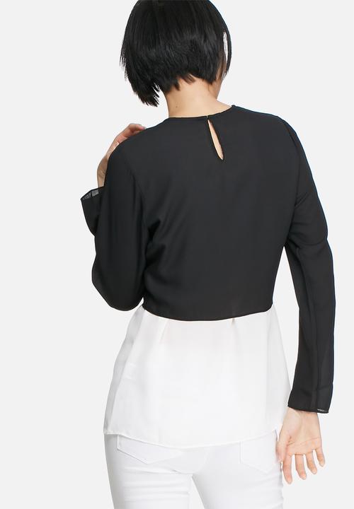 Glamorous - Two-tone waist tie top