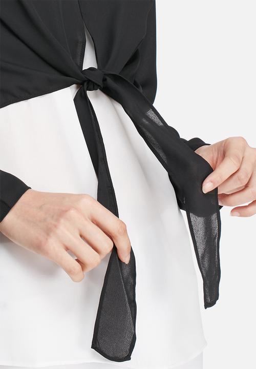 Glamorous - Two-tone waist tie top