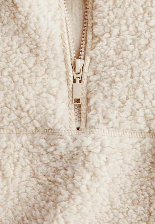 H&M - Zip-top teddy sweatshirt - light beige
