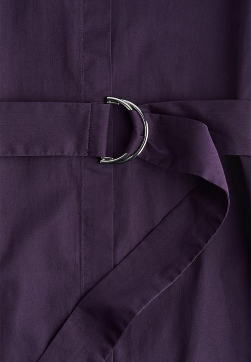 H&M - Belted poplin shirt dress - dark purple