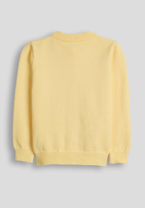 Pop Candy - Pearl and flower embellished cardigan - yellow