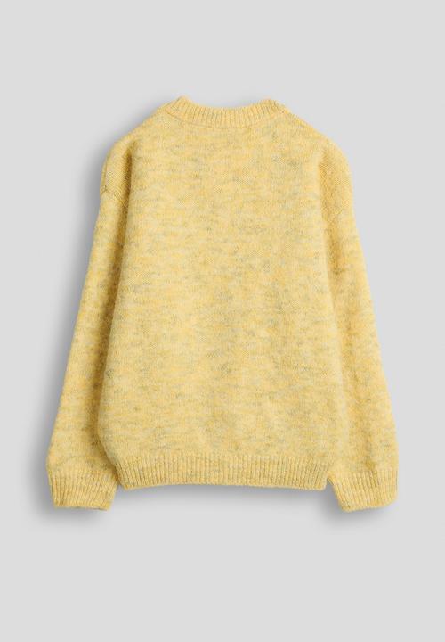 Pop Candy - Melange pom pom knit cardigan - yellow