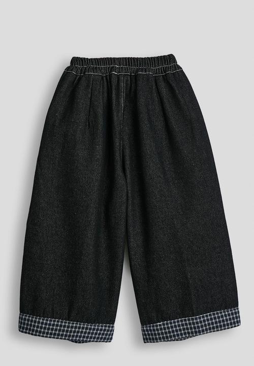 Pop Candy - Check fabric cuffed jeans - dark navy