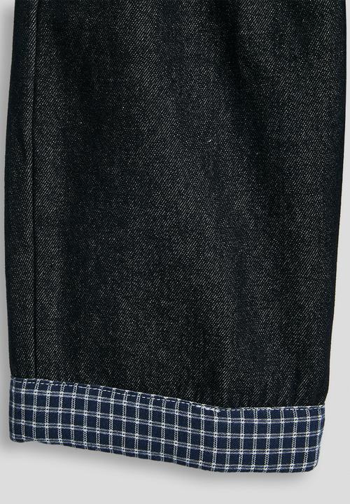 Pop Candy - Check fabric cuffed jeans - dark navy