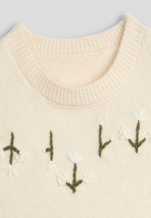 Pop Candy - Knit floral stitched vest - cream